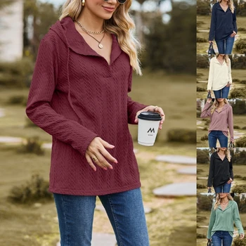 50JB Пуловер с V-образным вырезом на шнурке, Женская толстовка, Свободная толстовка, футболка для женщин