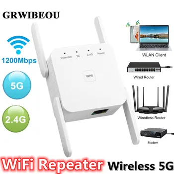 Grwibeou Беспроводной WiFi Ретранслятор 1200 Мбит/с WiFi Удлинитель 2,4 G 5G WiFi Усилитель 300 М WiFi Точка доступа Дальнего Действия WiFi Усилитель