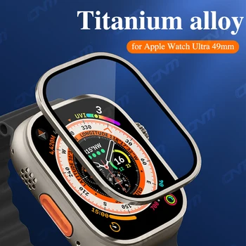 Закаленное стекло для Apple Watch Ultra 49 мм Защитная рамка из титанового сплава iWatch Series Ultra Аксессуары