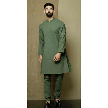 Зеленая рубашка, Традиционная индийская верхняя рубашка, однотонная мужская одежда Европейских и американских тенденций моды
