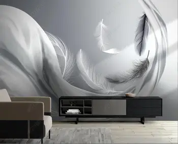 изготовленная на заказ фреска 3D фотообои на стену современный роскошный шелк из перьев для гостиной, домашний декор, обои для стен в рулонах